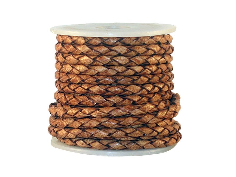 Cords Craft 3mm Braided Leather Cord for Jewelry Making, Round Bolo Braided Leather Cord, Wrap Bracelets, Necklaces, DIY Craft, Hobby Projects, Brown Vintage, Roll of 5 Meters = 5.46 Yards - Image 5